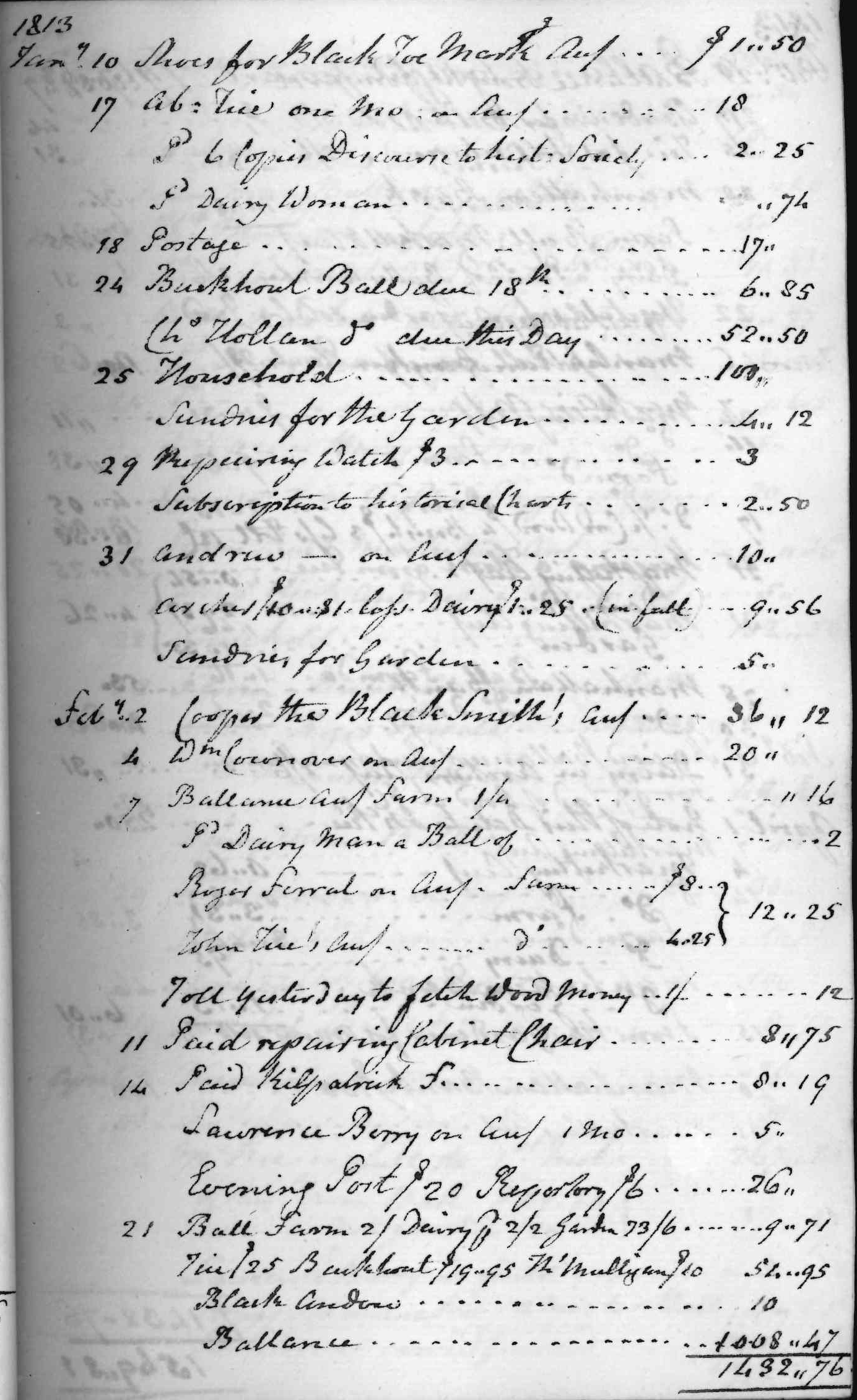 Gouverneur Morris Cash Book, folio 15, right side