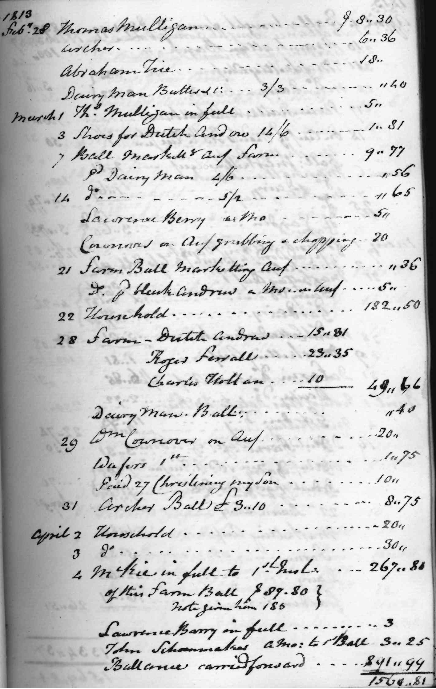 Gouverneur Morris Cash Book, folio 16, right side