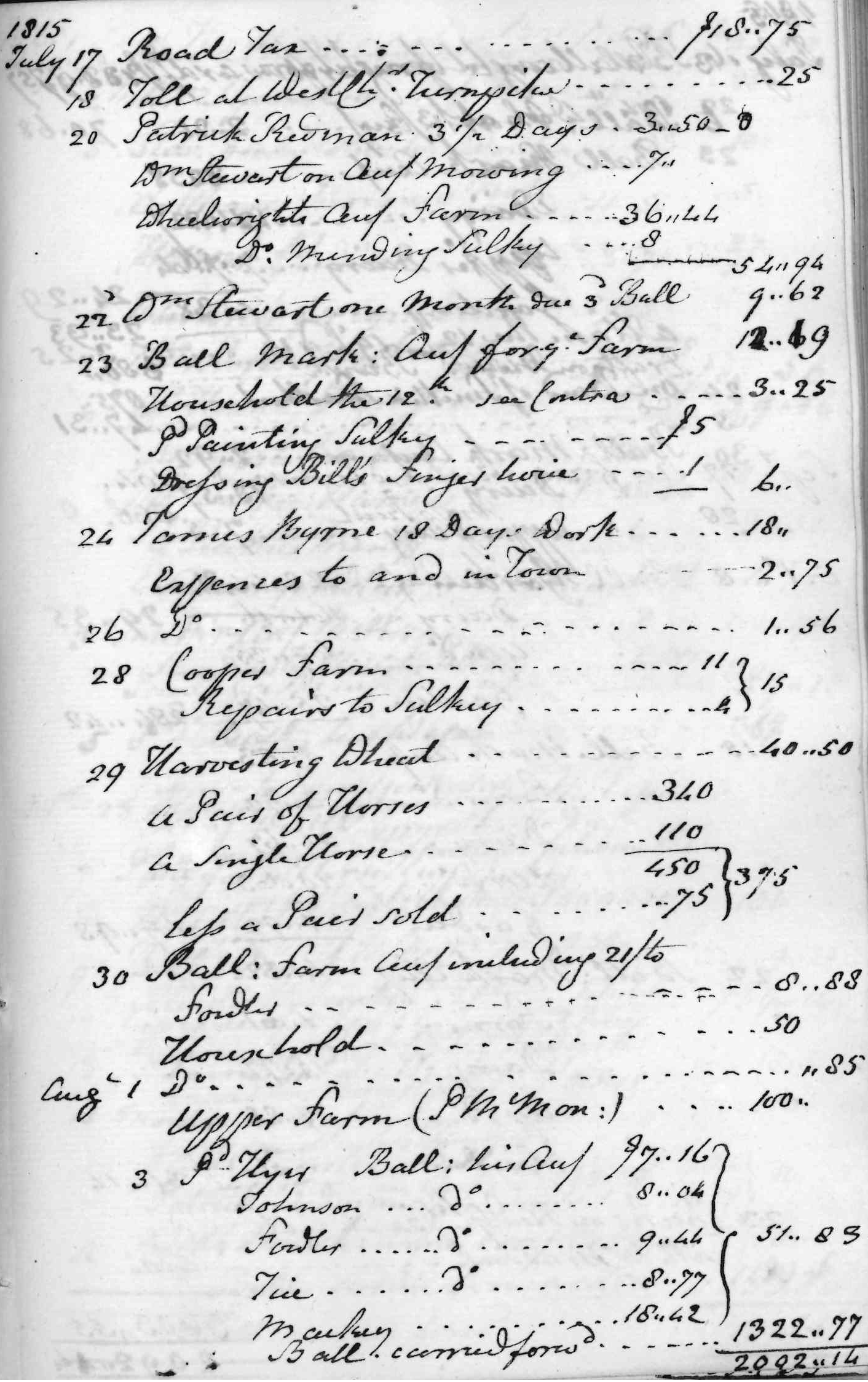 Gouverneur Morris Cash Book, folio 44, right side