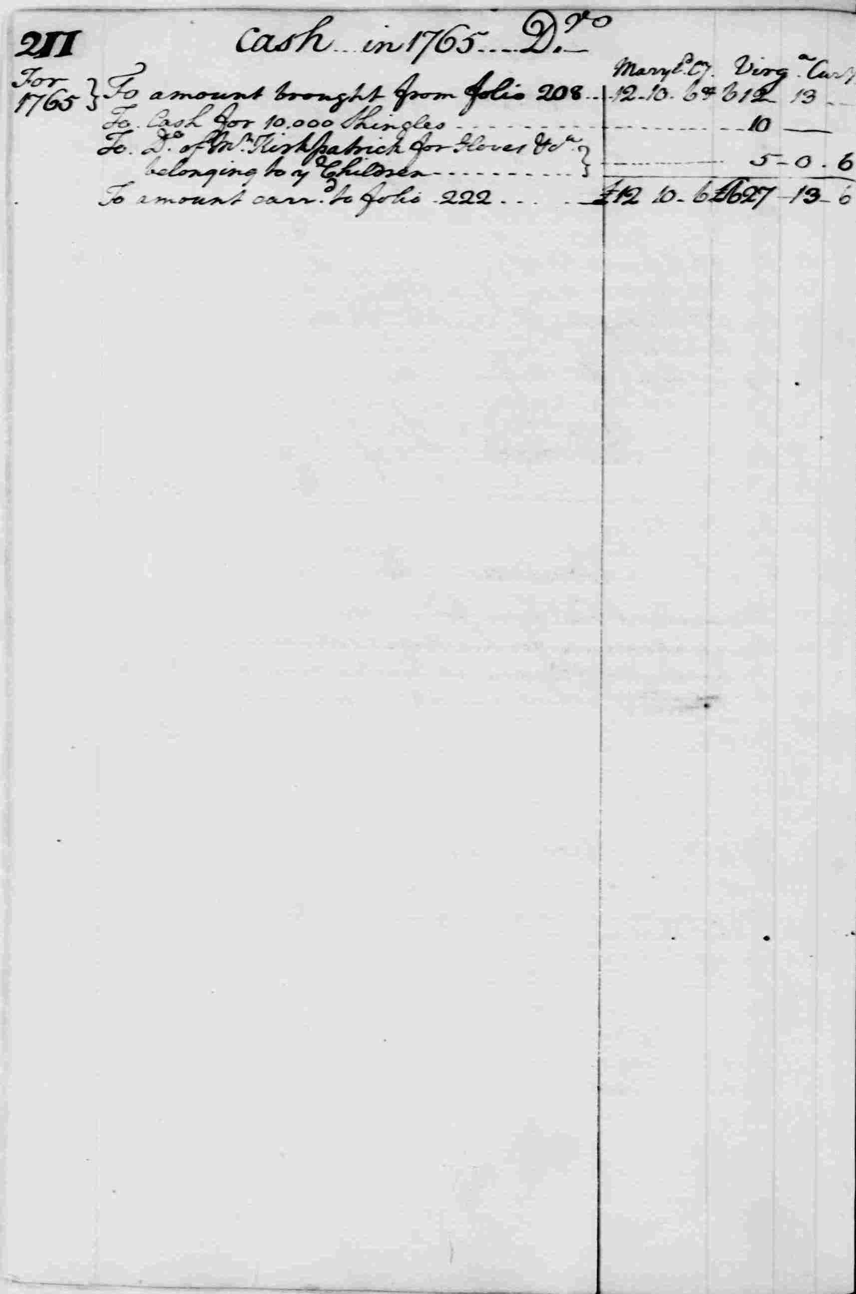 Ledger A, folio 211, left side